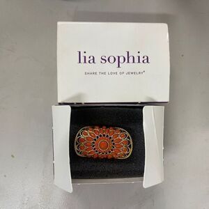 NWB Lia Sophia‎ Persimmon Ring Gold Orange Women's Size 7